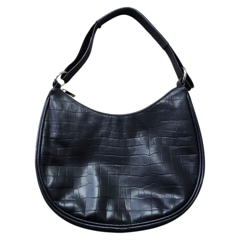 Maurizio Taiuti Black Y2K Leather Crescent Hobo Shoulder Bag